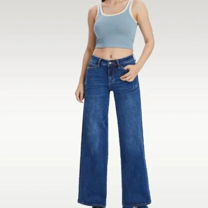 Mid Waist Straight Leg Jeans
